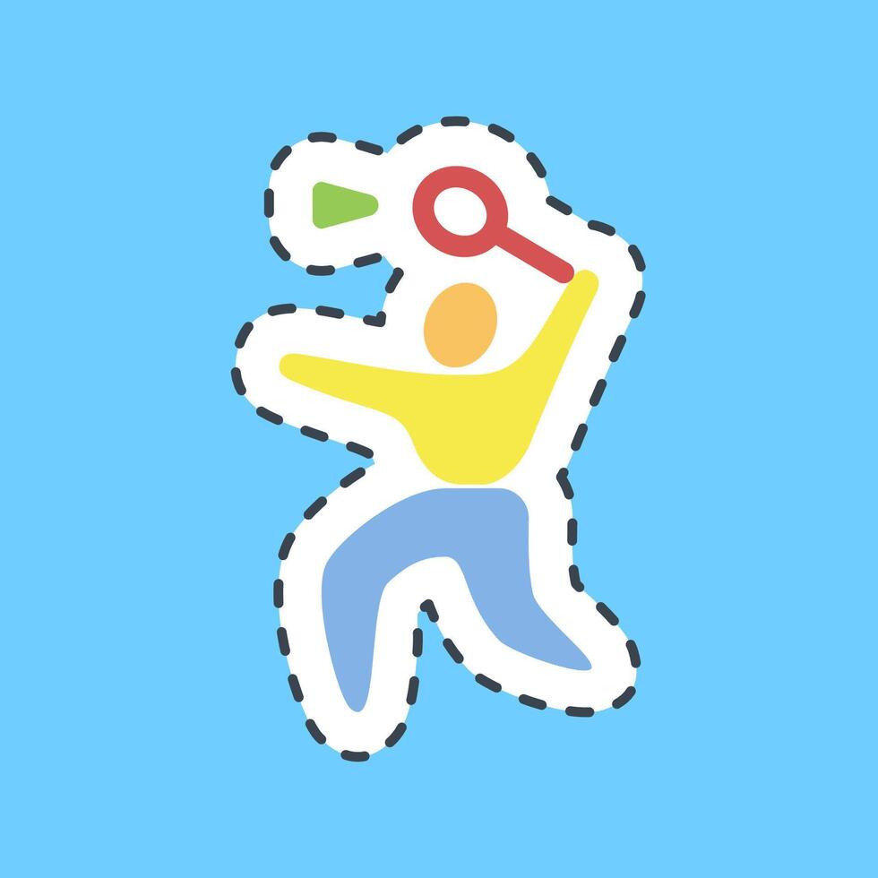 Cutting line sticker badminton. Olympics Sports elements. vector