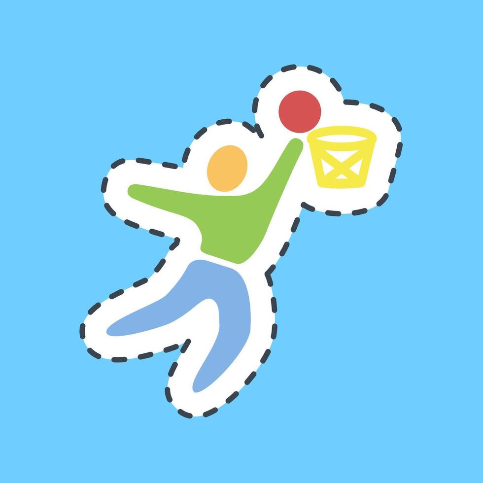 Cutting line sticker basketball. Olympics Sports elements. vector