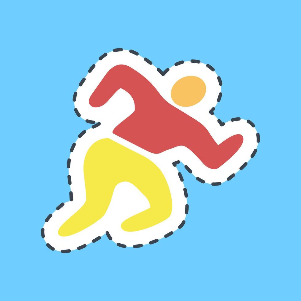 Cutting line sticker run. Olympics Sports elements. vector