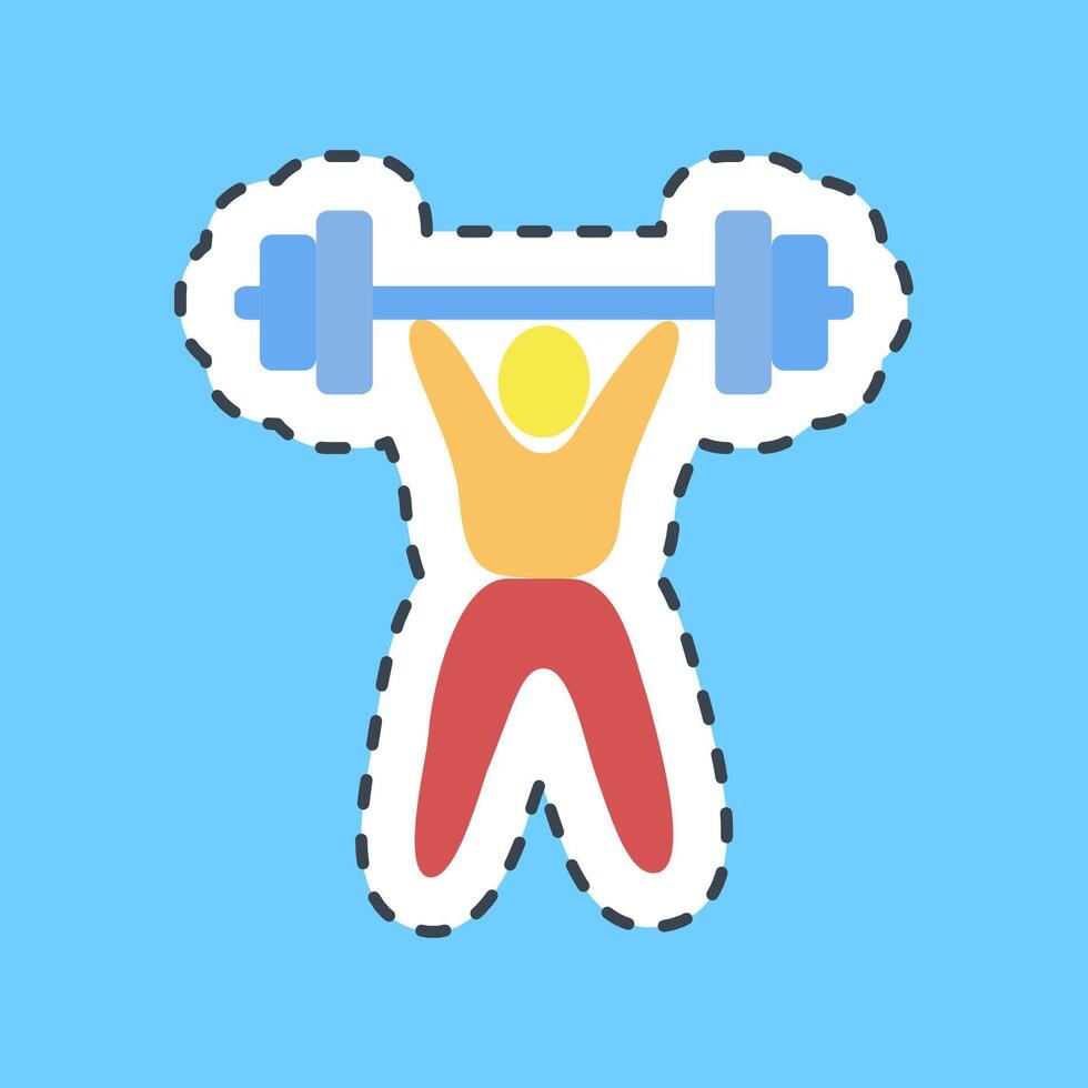 Cutting line sticker weight lifting. Olympics Sports elements. vector