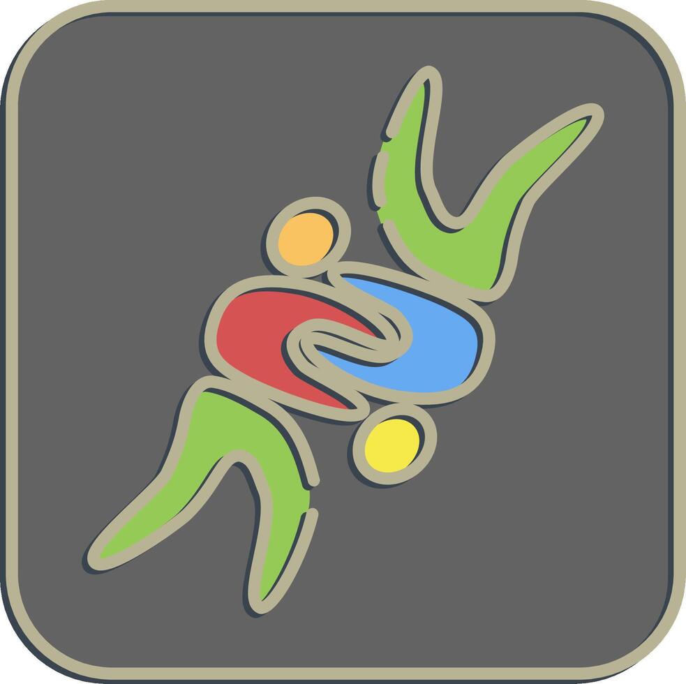 Icon wrestling. Olympics Sports elements. Icon in embossed style. vector