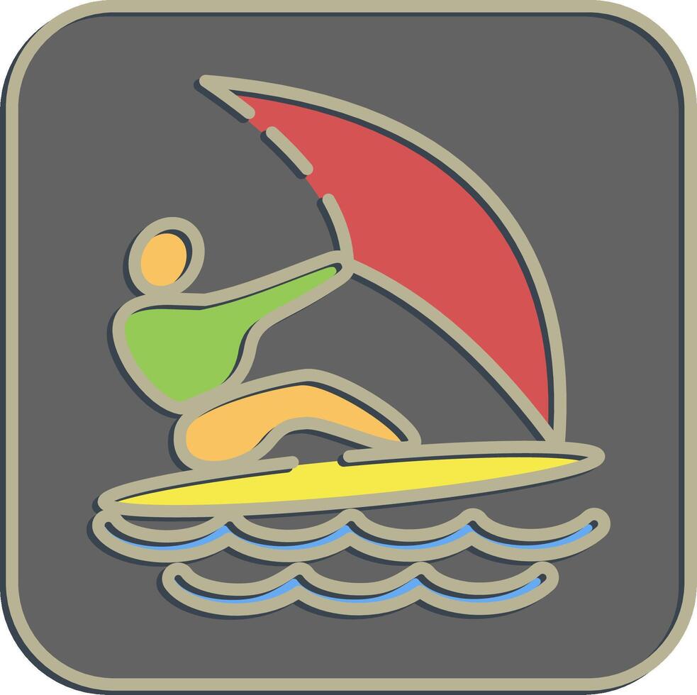 Icon wind surfing. Olympics Sports elements. Icon in embossed style. vector