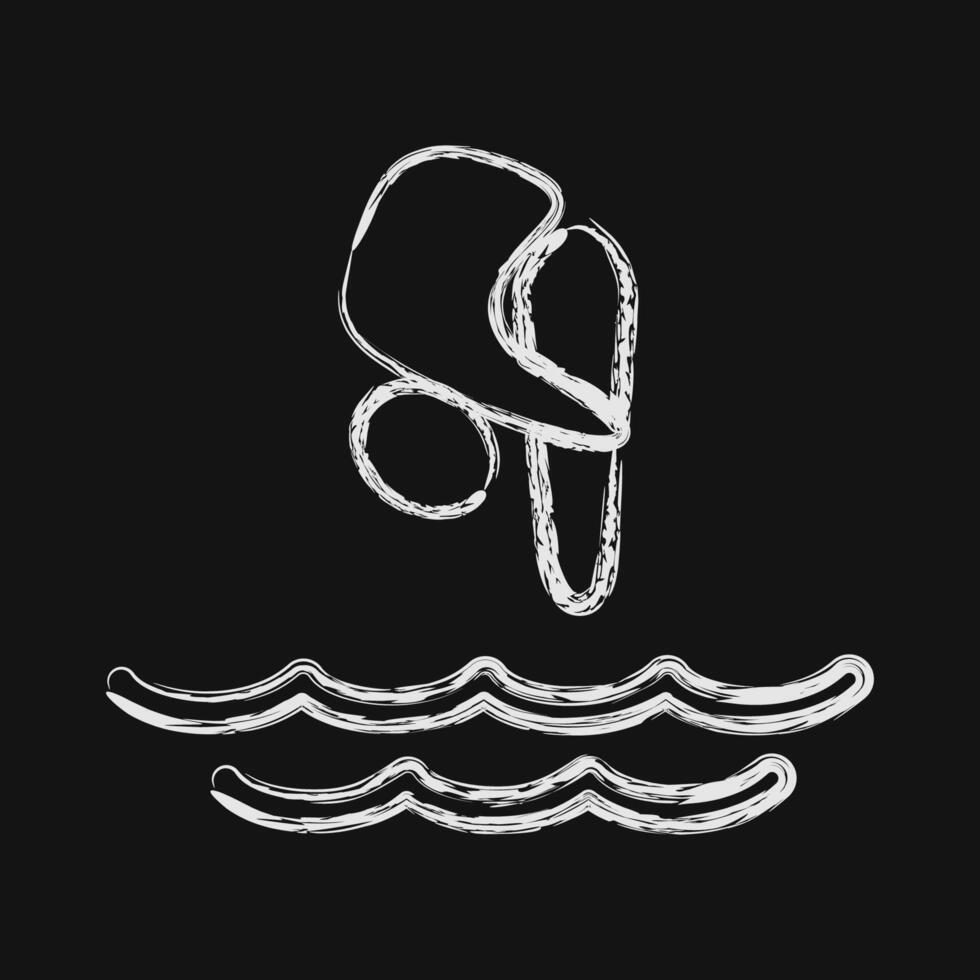 Icon diving. Olympics Sports elements. Icon in chalk style. vector