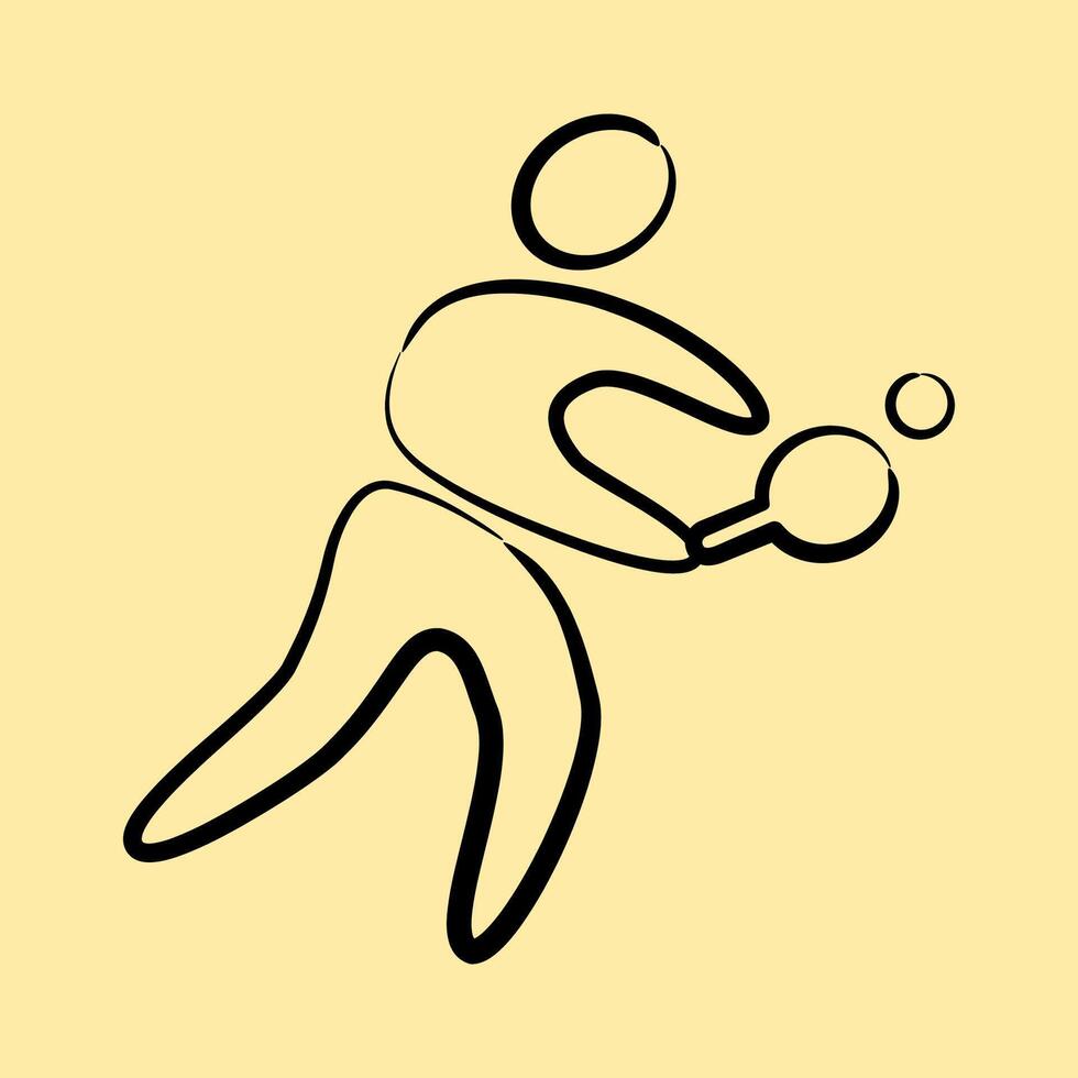 Icon table tennis. Olympics Sports elements. Icon in hand drawn style. vector
