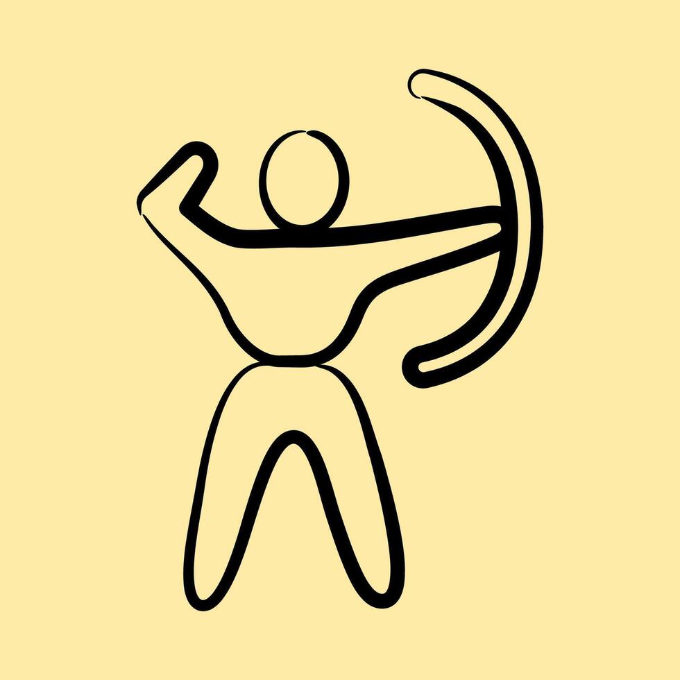 Icon archery. Olympics Sports elements. Icon in hand drawn style. vector
