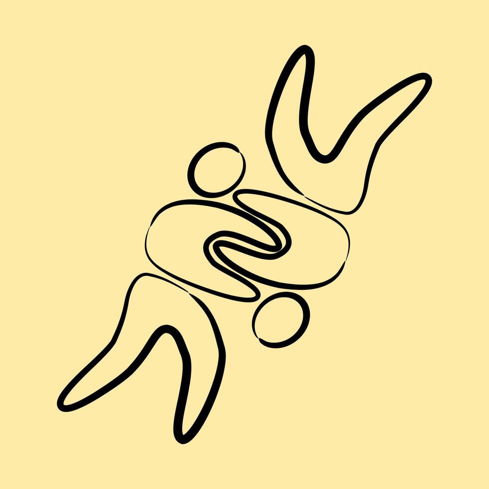 Icon wrestling. Olympics Sports elements. Icon in hand drawn style. vector