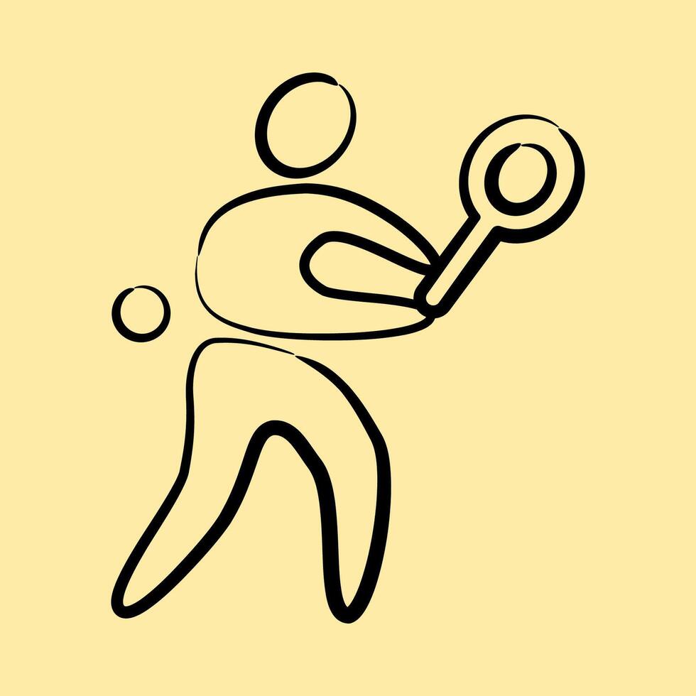 Icon tennis. Olympics Sports elements. Icon in hand drawn style. vector