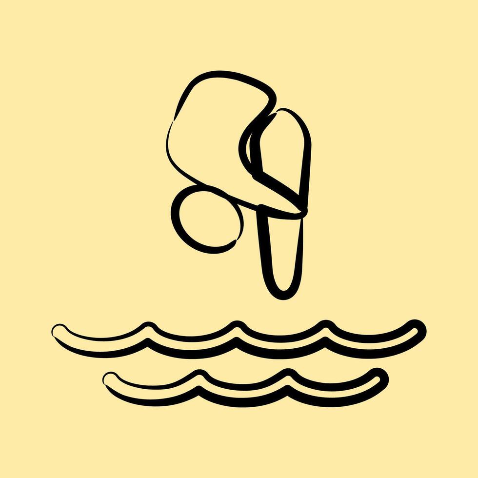 Icon diving. Olympics Sports elements. Icon in hand drawn style. vector
