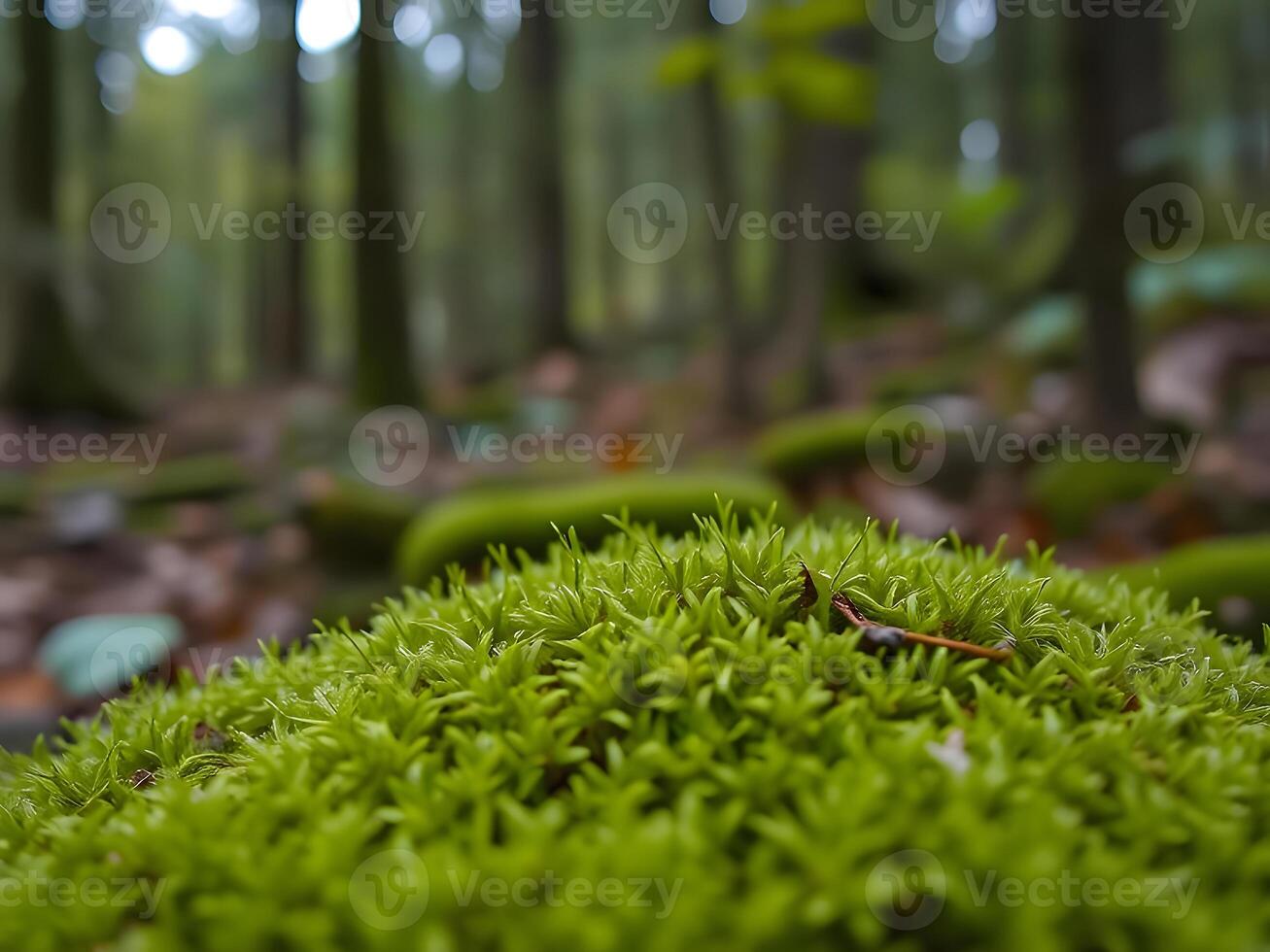A close up of a moss covered ground photo