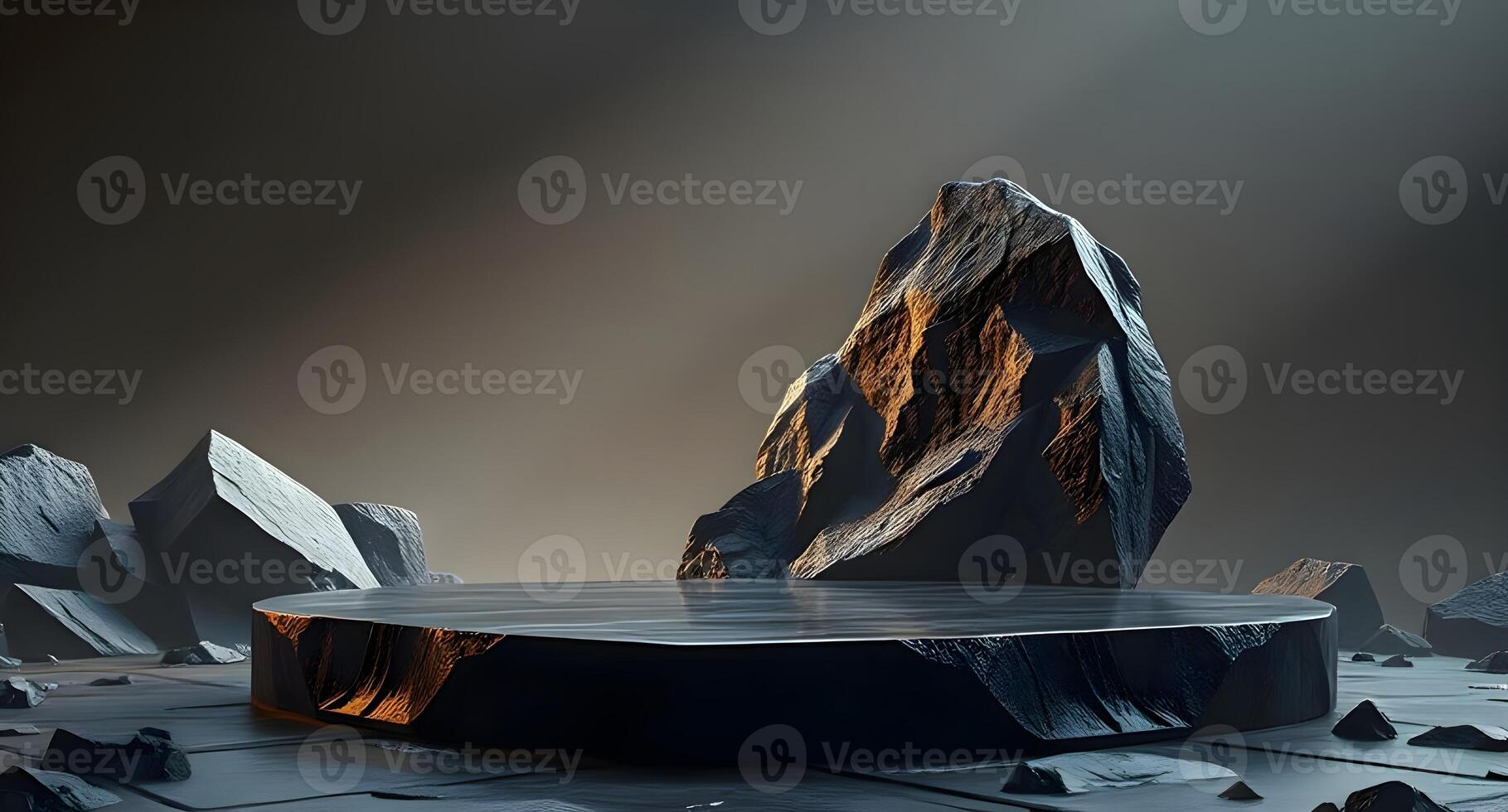 A rock stage with a spotlight on it photo