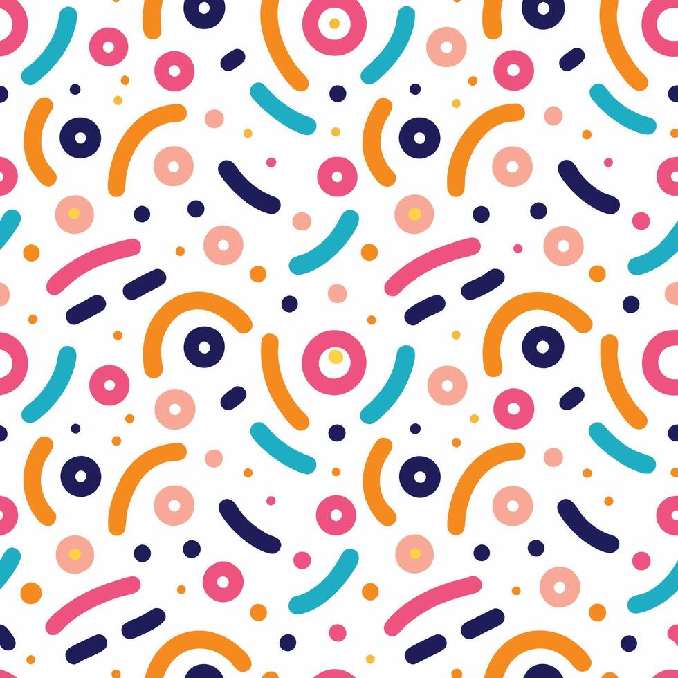 a colorful pattern with circles and shapes white background vector