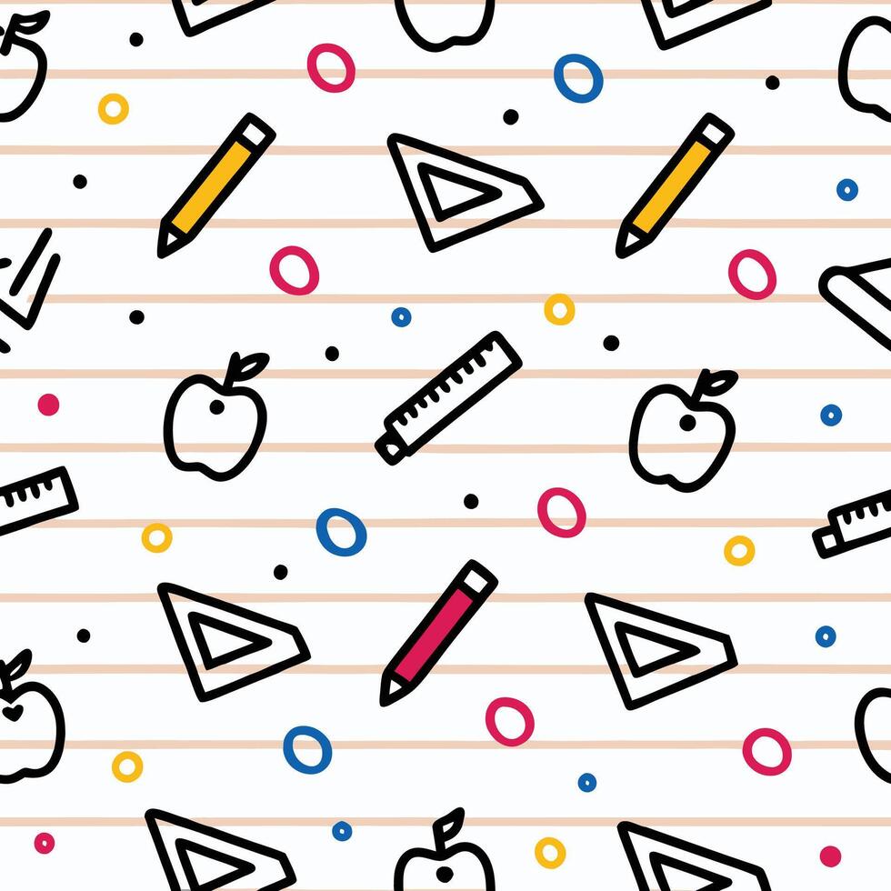back to school seamless pattern with ON A WHITE BACKGROUND vector