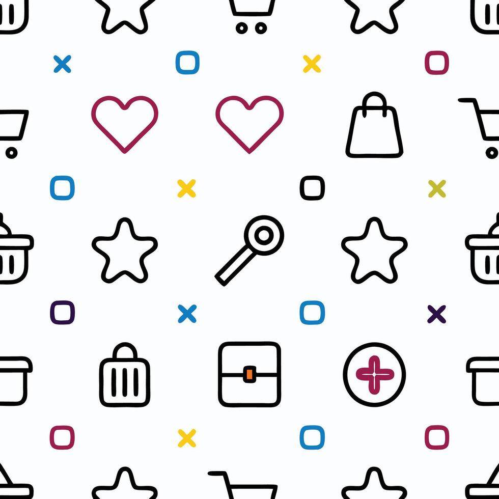 Seamless pattern with various icons vector