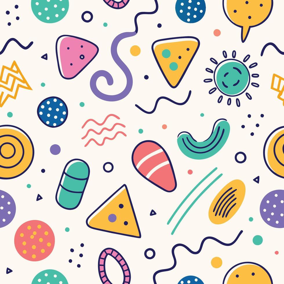 Fun, vibrant, and abstract shapes create a playful pattern vector