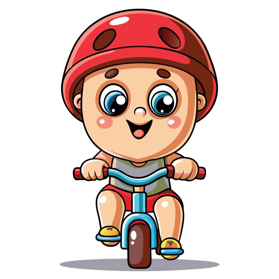 Happy child riding a tricycle vector