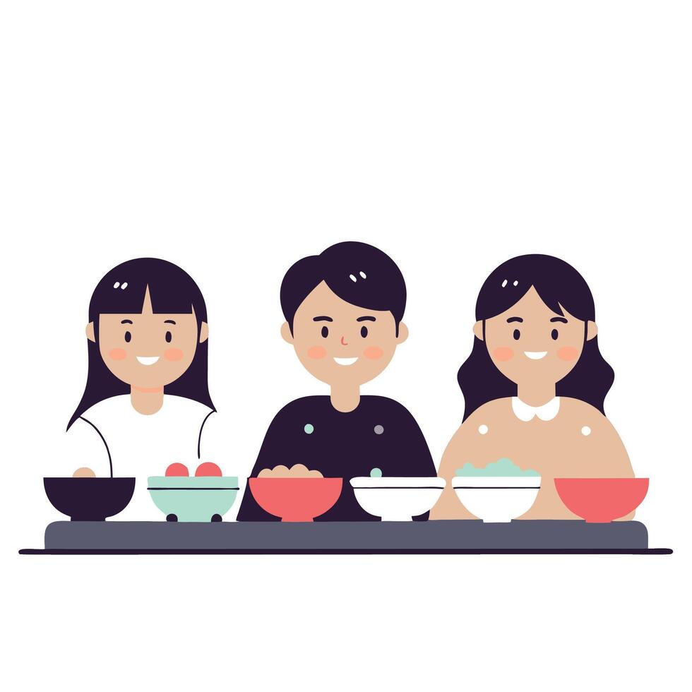 Happy friends sharing a meal vector
