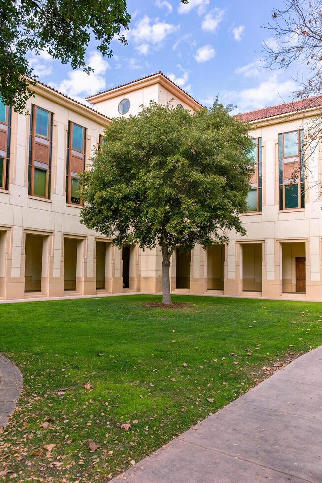 the inner courtyard of Stanford University is a prestigious private research university in Stanford, California photo