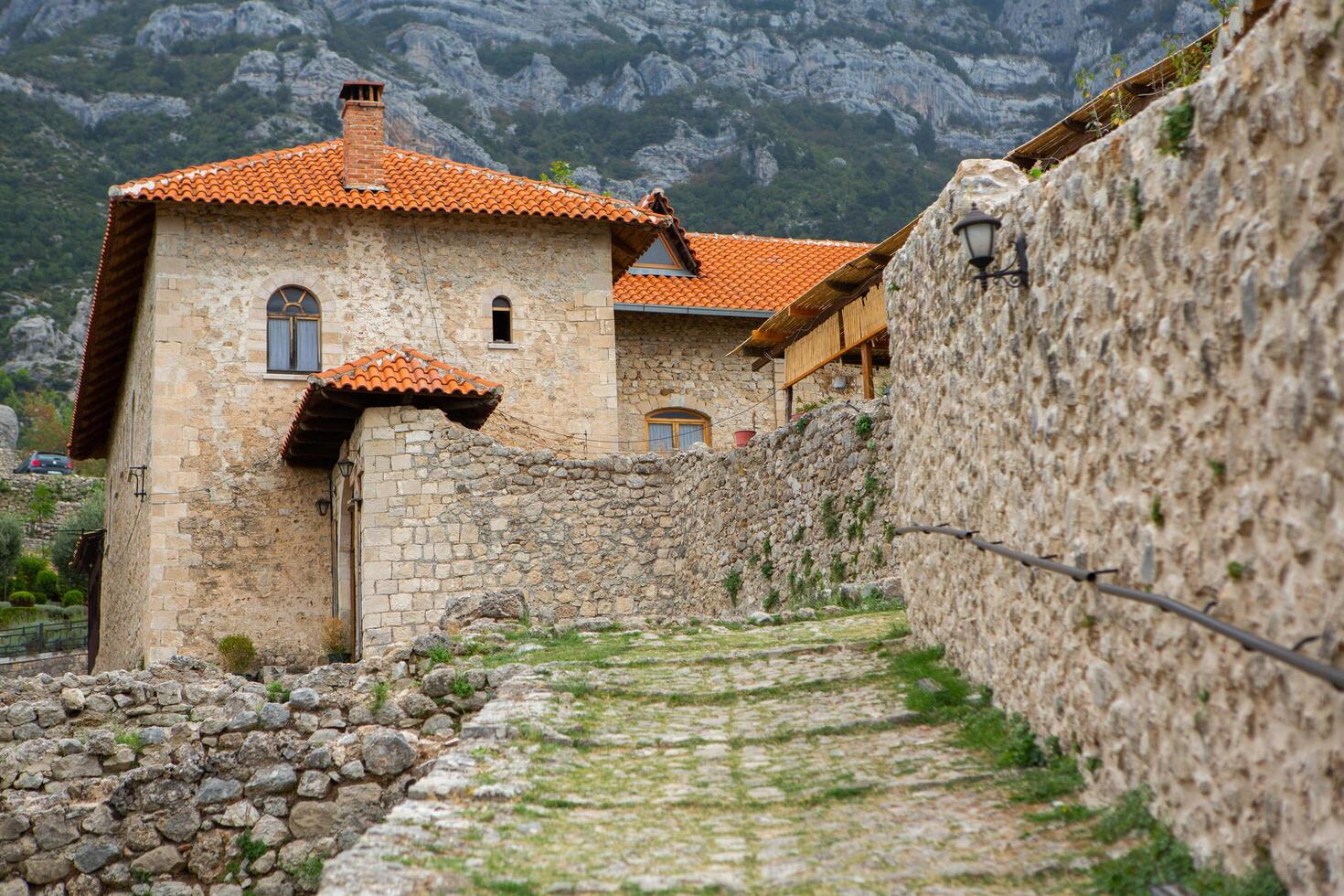 Kruja, Albania September 11 2024 Historic Kruja Castle The Fortress of Albania National Hero photo