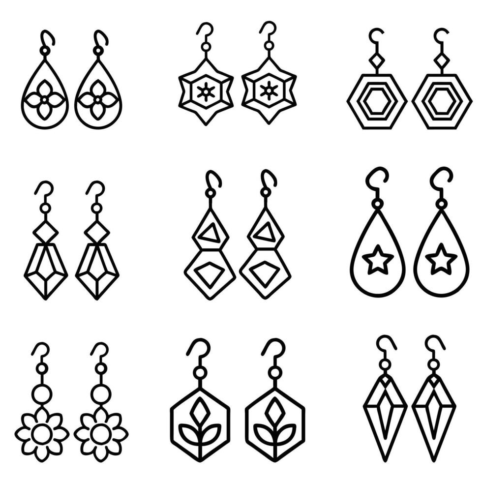 Set of Geometric Earring Jewelry Design for Print Sublimation vector