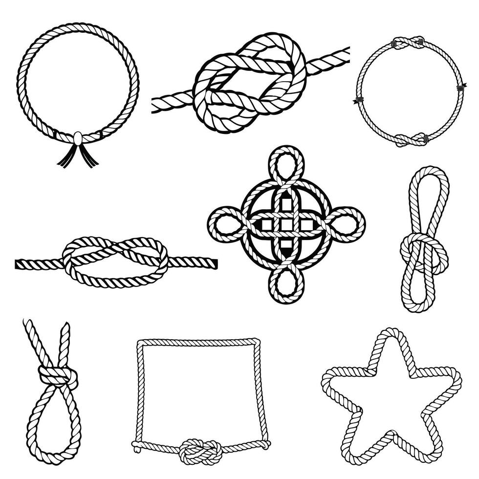 Unique Rope Clipart Featuring Nautical Knot Design Bundle vector