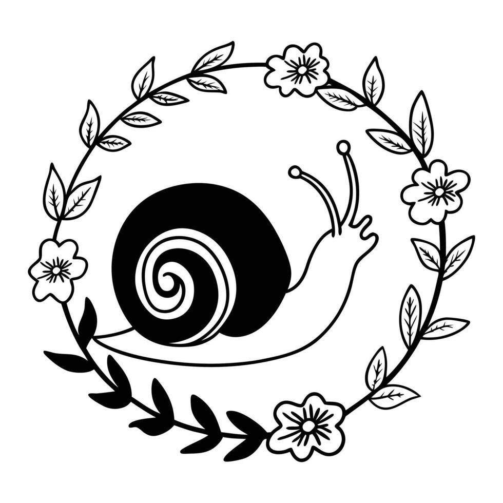 Snail with Floral Artwork for Sublimation Design Project vector
