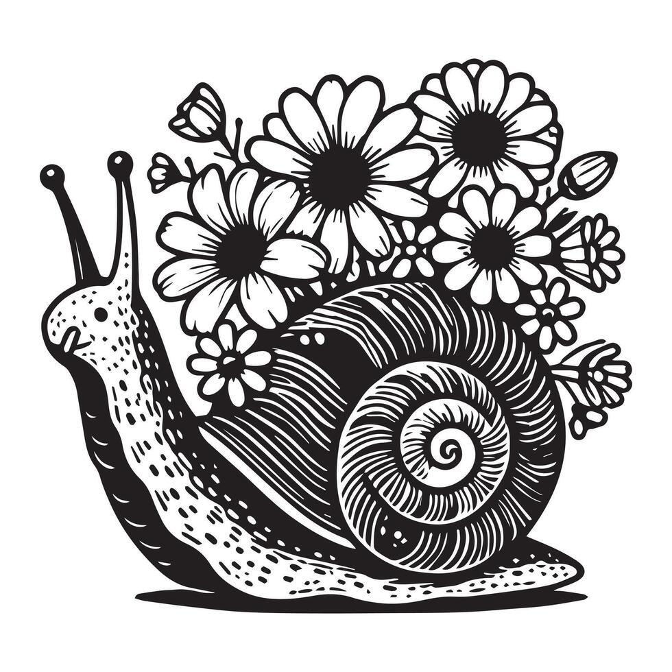 Floral Snail Design for Sublimation Artwork Project vector