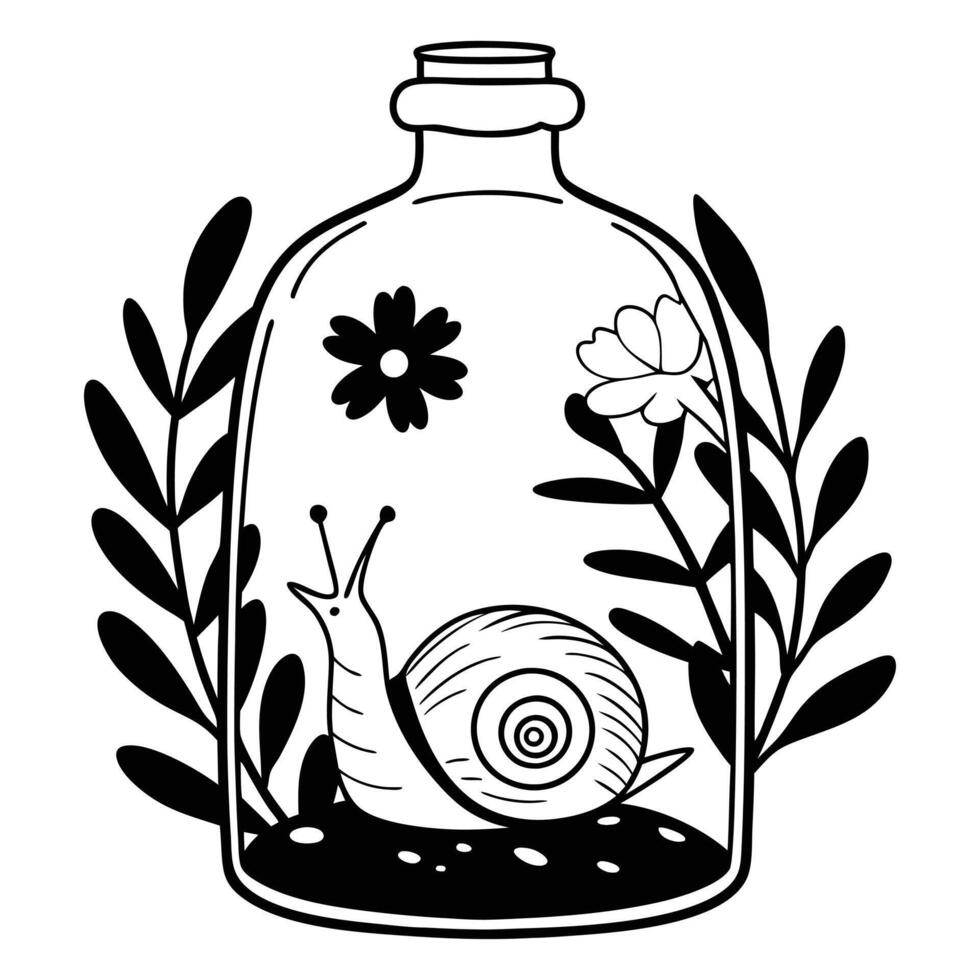 Snail with Beautiful Floral Design for Sublimation vector