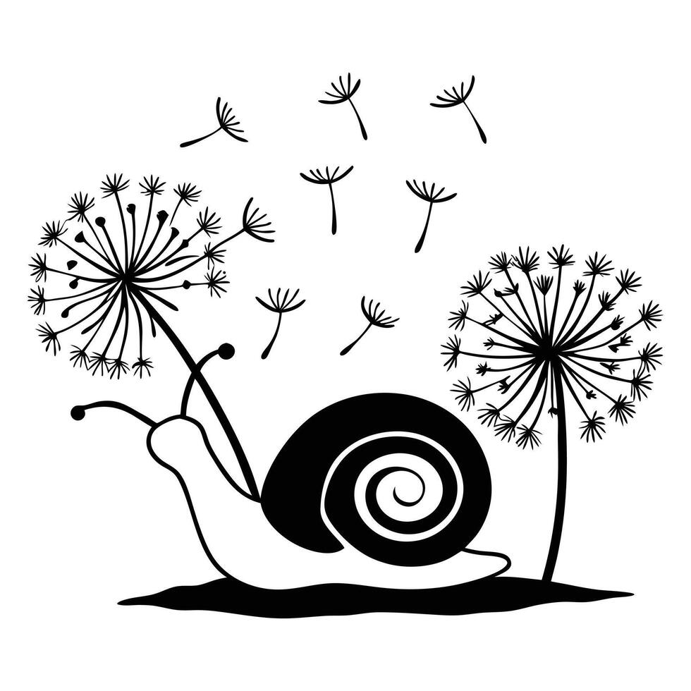 Snail with Floral Illustration for Sublimation Design vector