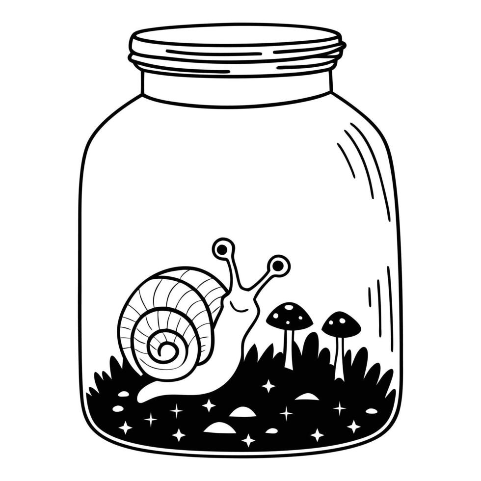 Land Snail with Scenic Nature Background Clipart Art vector