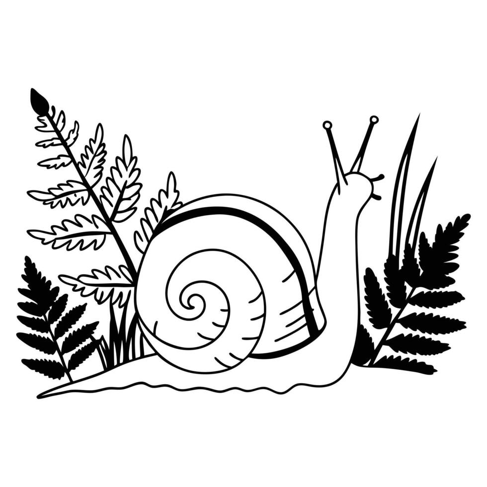 Creative Land Snail with Nature Scene Design Clipart vector
