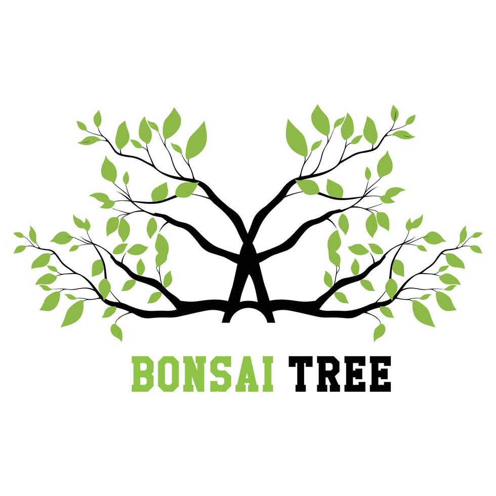 Elegant Bonsai Tree Logo with Abstract Design Elements vector