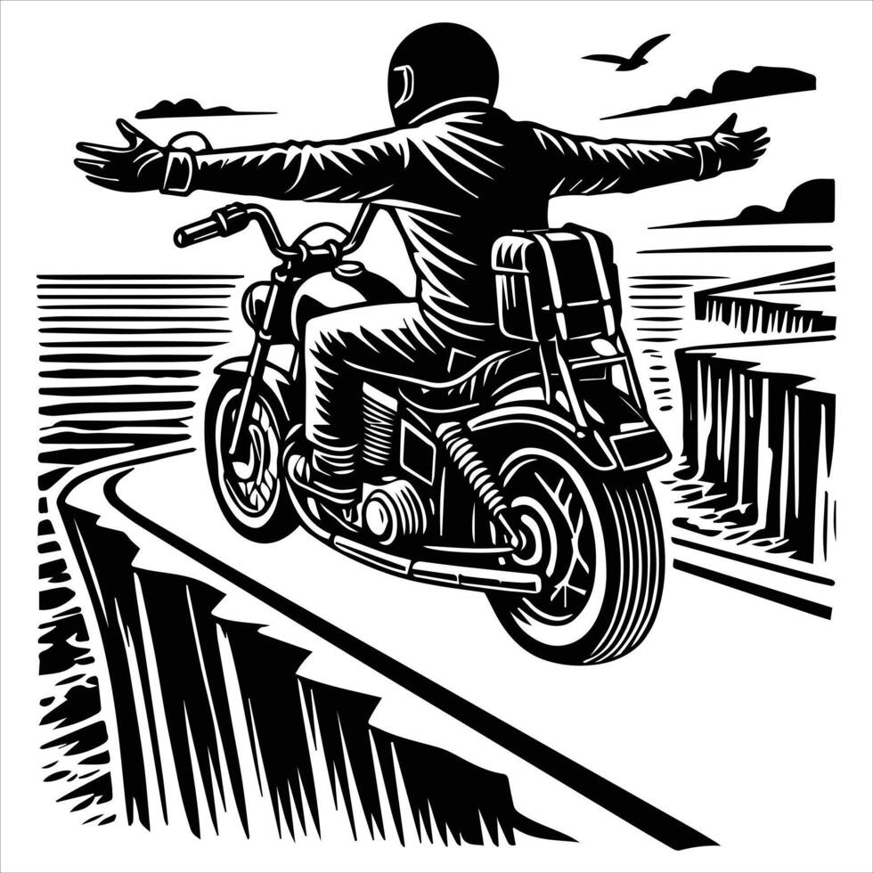 Bold Motorcycle Biker Scene Illustration for Graphic Design vector