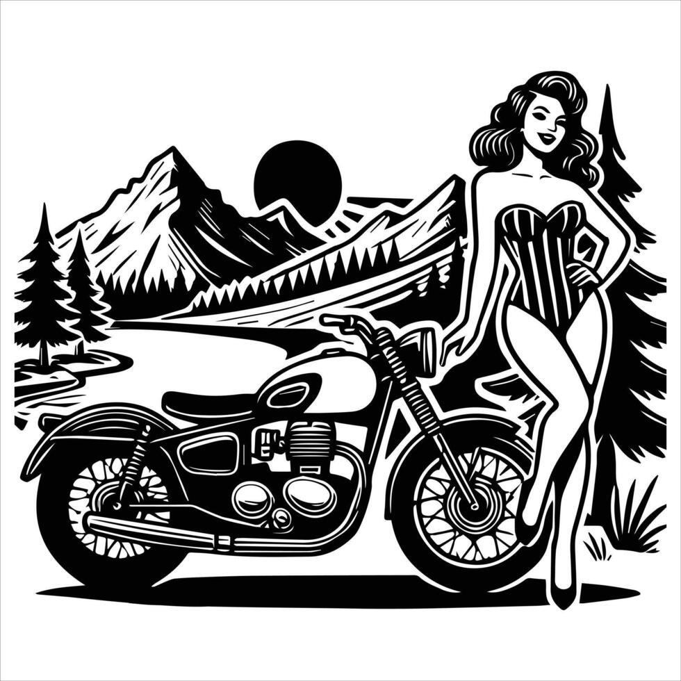 Thrilling Motorcycle Biker Scene Illustration for Art Creation vector