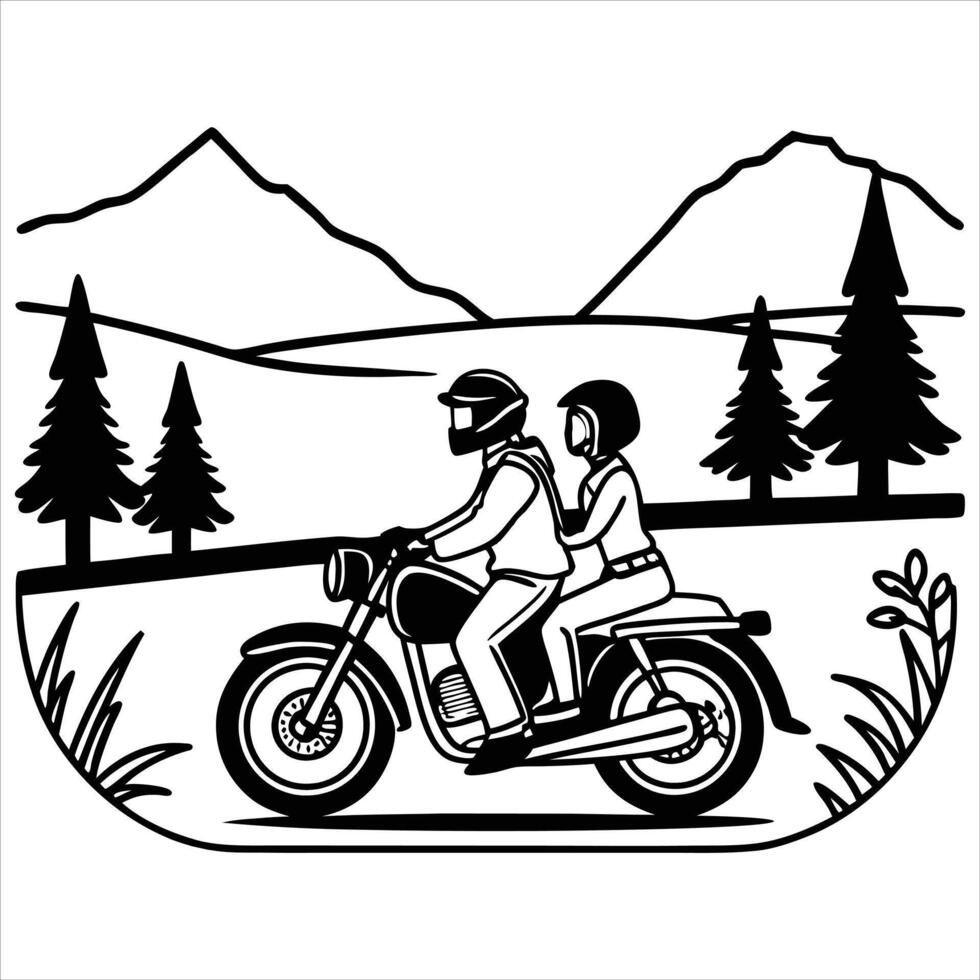 Motorcycle Biker Scene Illustration vector