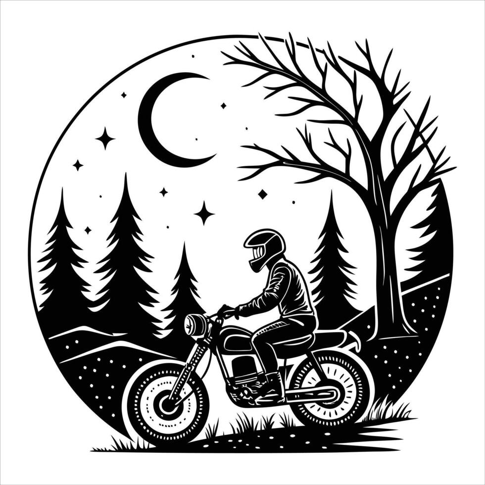 Rider Clipart Featuring Thrilling Adventure Motorcycle Scene vector