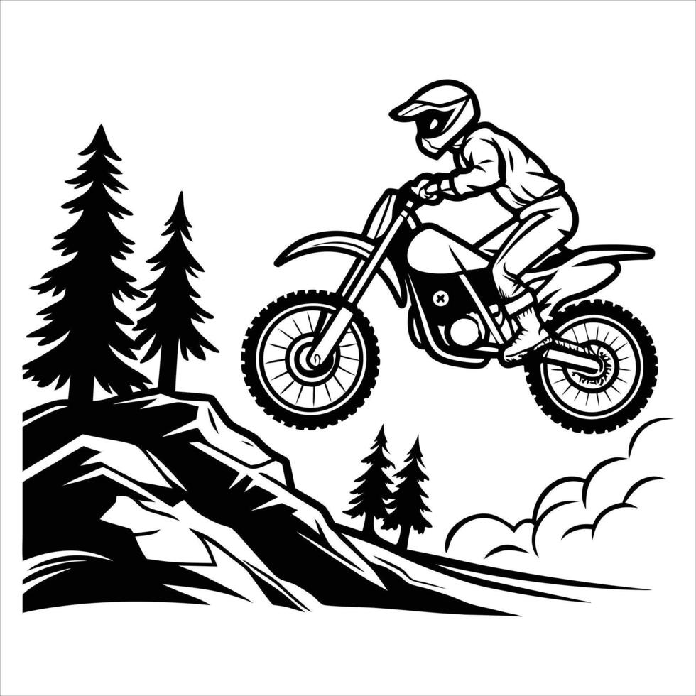 Bold Adventure Motorcycle Biker Scene Illustration for Art vector