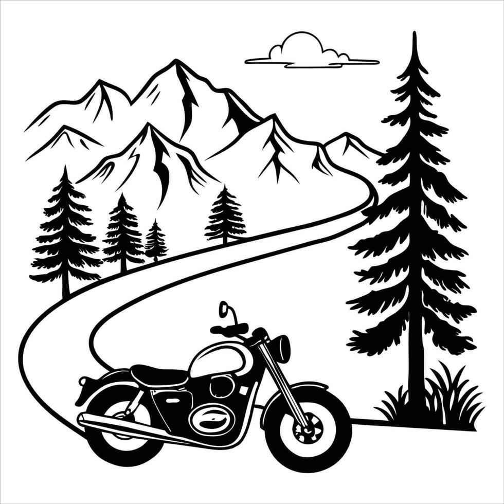 Exciting Adventure Motorcycle Biker Scene Illustration vector