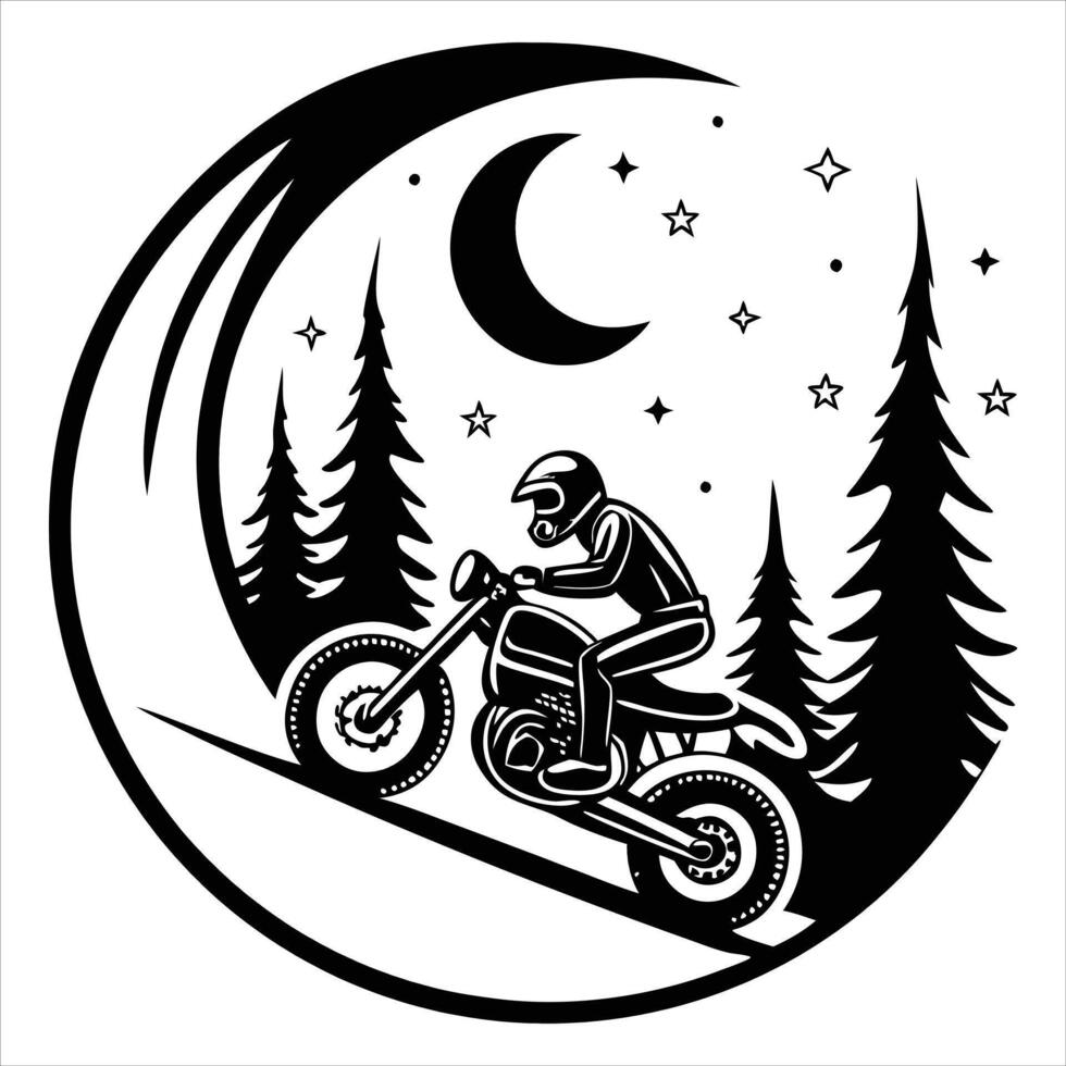 Rider Clipart Design Featuring Adventure Motorcycle Scene vector