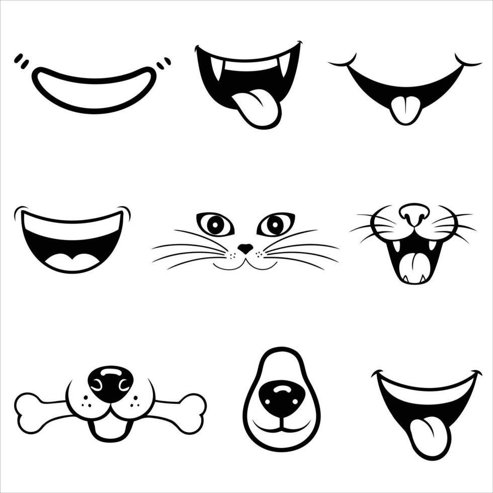 Collection of Creative Comic Faces in Humorous Expression Art vector