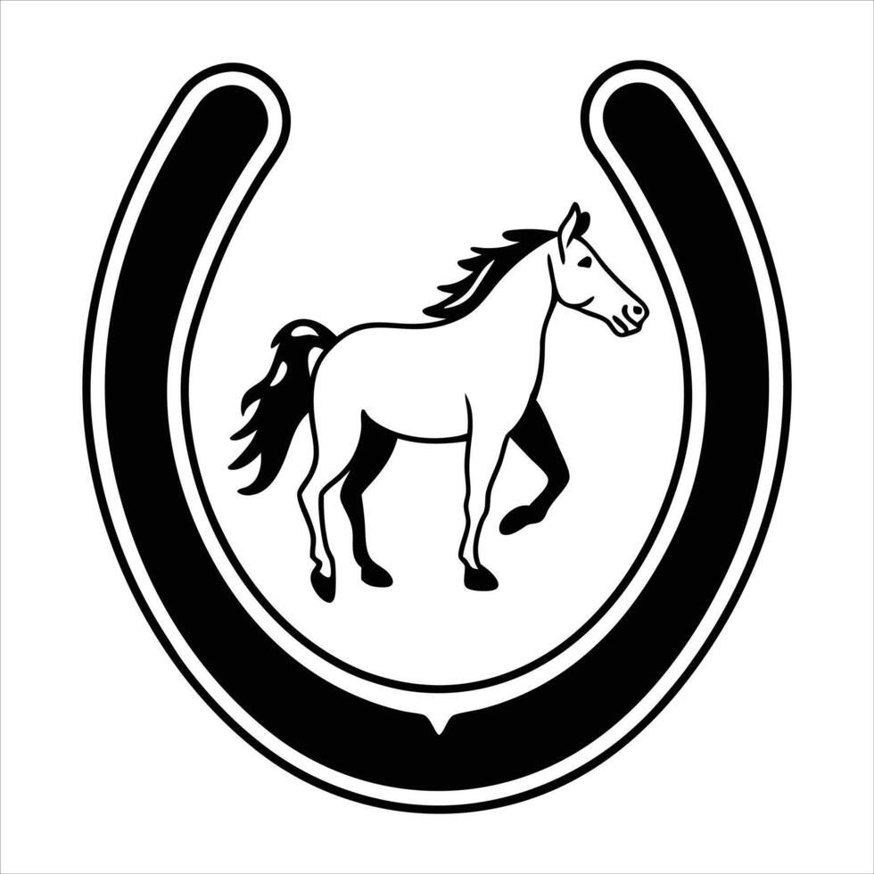 Horse Racing Design with Horseshoe Illustration Themes vector