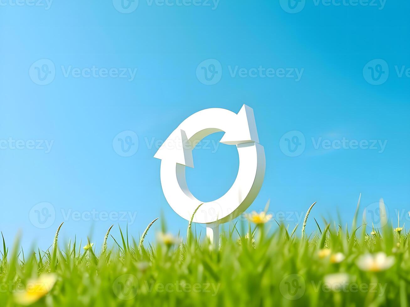 3d render of a circular sign in a field of green grass photo