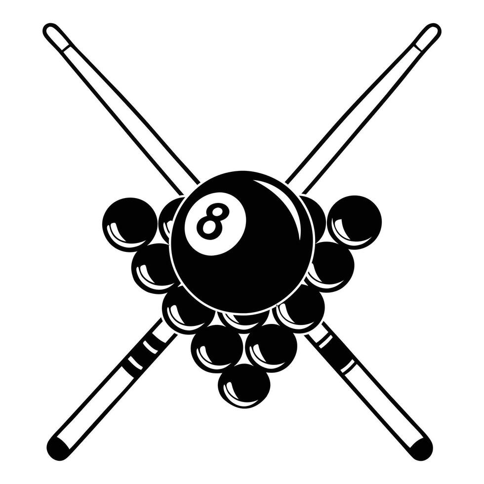 Creative Billiard Ball and Pool Cue Design Artwork vector