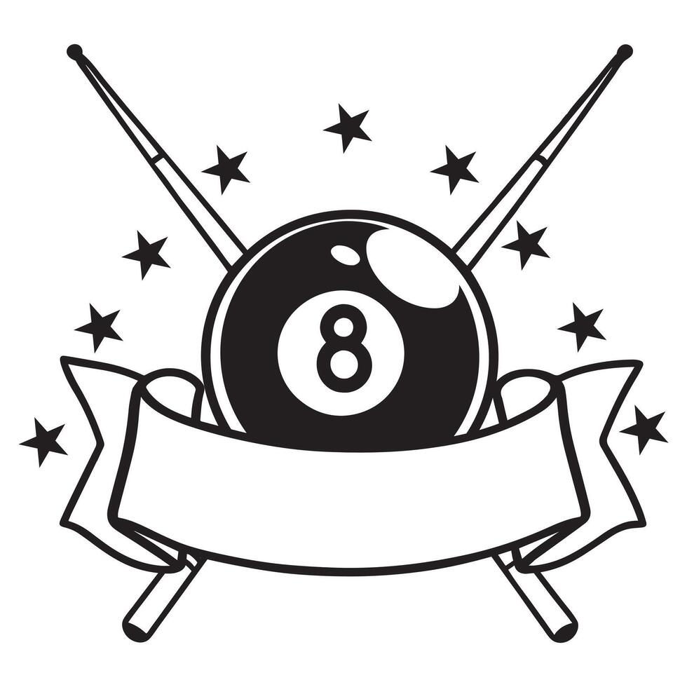 Billiard Ball and Pool Cue Design Illustration Art vector