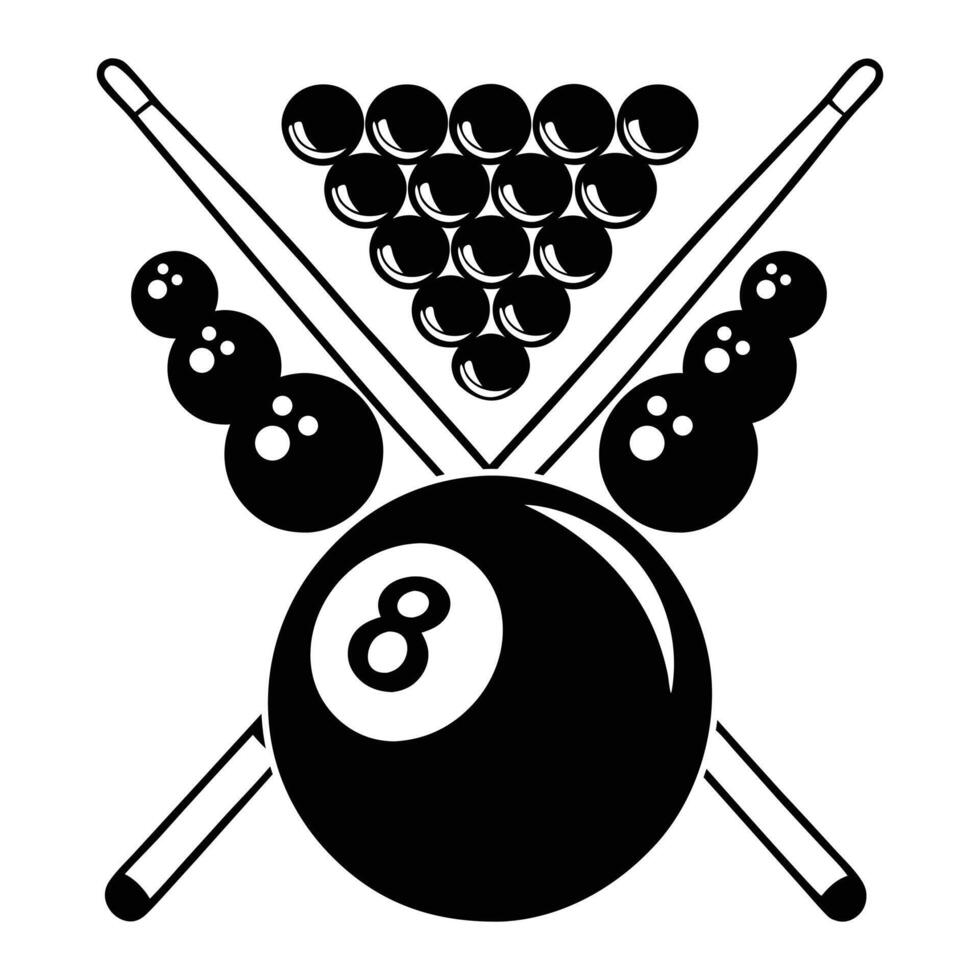 Pool Cue and Billiard Ball Design Illustration vector