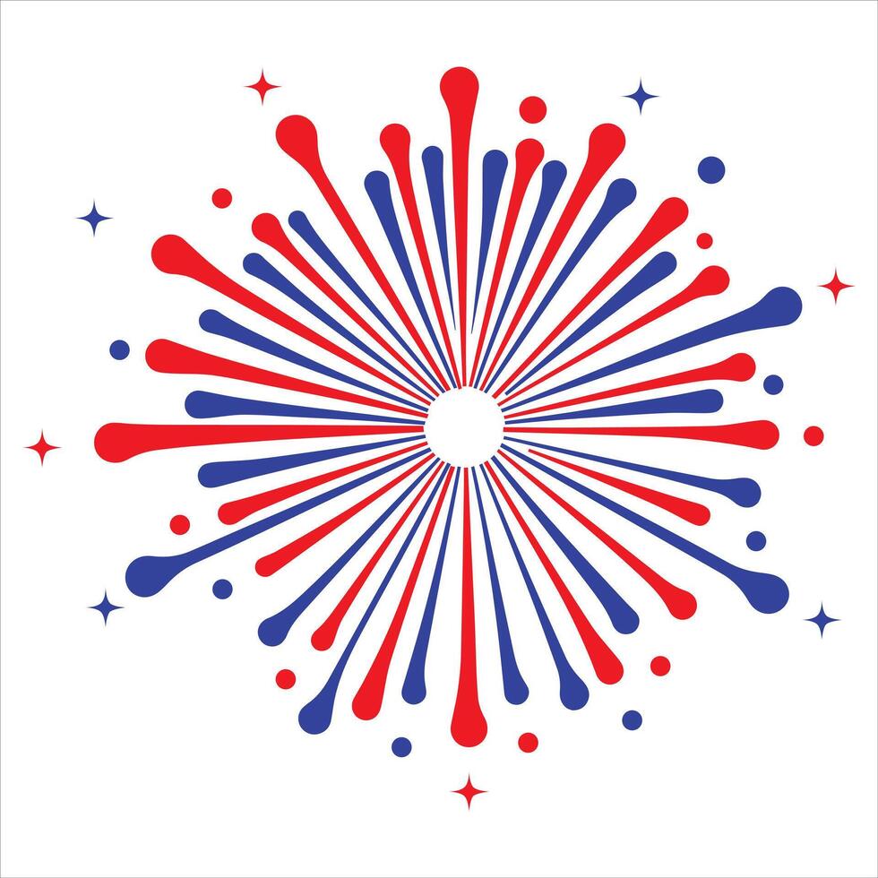 Colorful 4th of July Fireworks Design Art vector