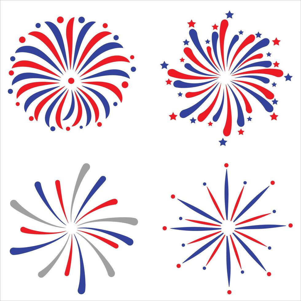 4th of July Fireworks Art and Design Illustration vector