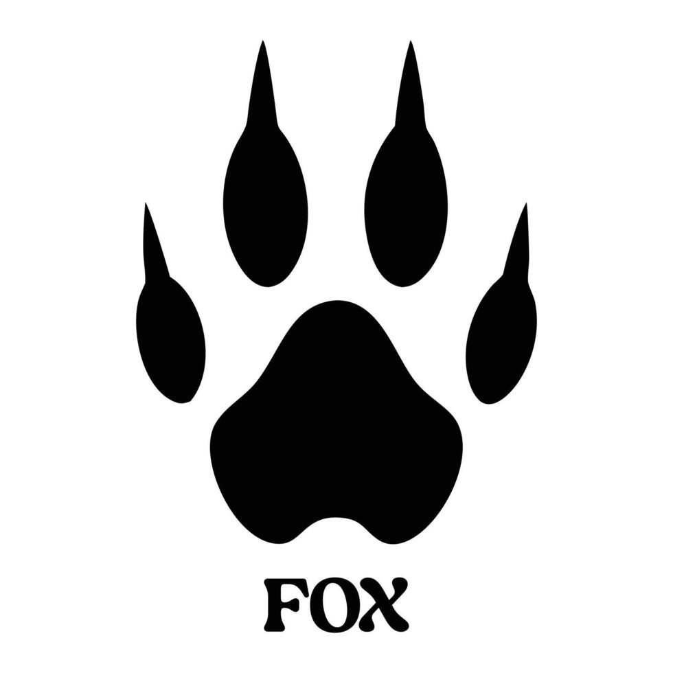 Fox footprint illustration, Animal foot print silhouette design vector