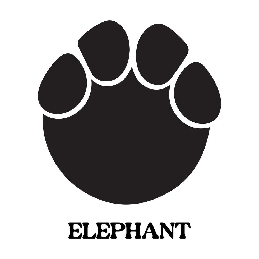 Elephant footprint illustration, Animal foot print silhouette design vector
