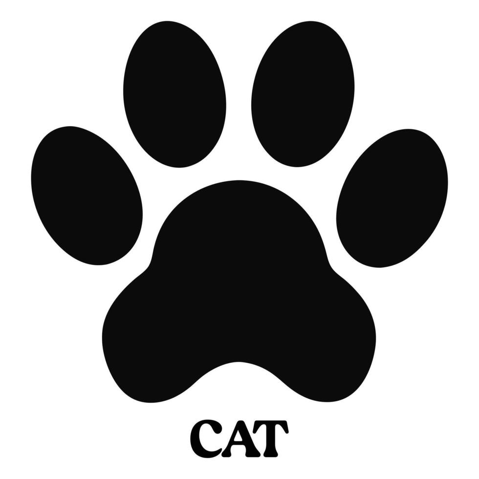 Cat footprint illustration, Animal foot print silhouette design vector