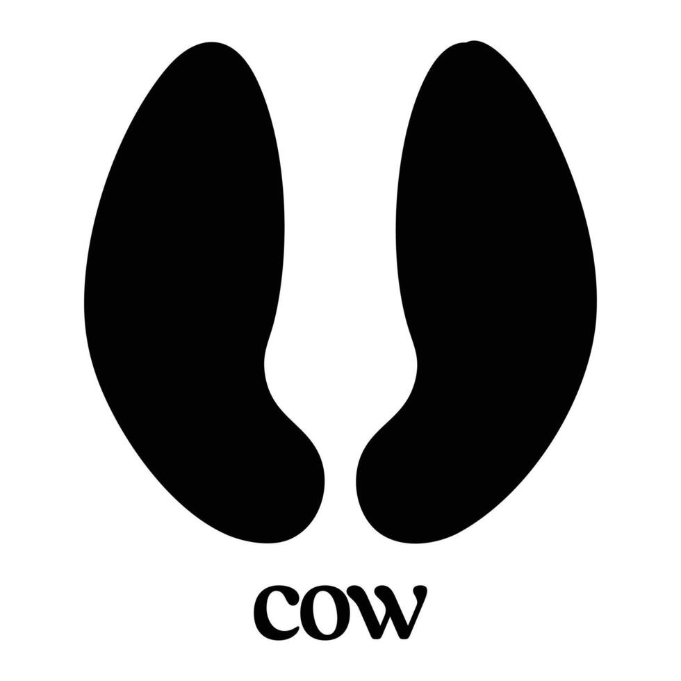 Cow footprint illustration, Animal foot print silhouette design vector